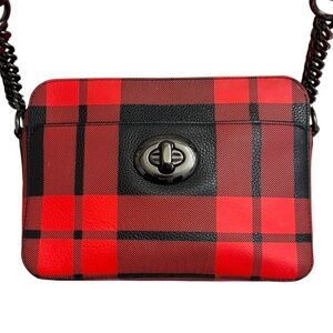 Coach 36032 red black camera crossbody Turnlock bag